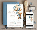 TEMPLETT baby shower  Arched Teddy Bear Baby Boy Shower Invitation Template Set We Can Bearly Wait Diaper Raffle Books, Instant Download Printable Invites Home Printing11