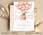 TEMPLETT baby shower blush pink Teddy Bear Baby Girl Shower Invitation Template Set sweel little girl on her way Diapper Raffle Books Arch Instant Download Blush Pink editable invite10
