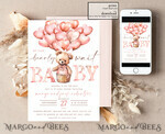 TEMPLETT baby shower blush pink Teddy Bear Baby Girl Shower Invitation Template Set sweel little girl on her way Diapper Raffle Books Arch Instant Download Blush Pink editable invite10