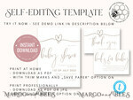 TEMPLETT baby shower Modern Baby Shower Invitation Template download, Simple Baby Shower Boy Invitations Set,  Printable Invites Set Home Printing Boho Cards8