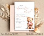 TEMPLETT baby shower Gender Neutral Teddy Bear Baby Boy Shower Invitation Template Set We Can Bearly Wait Diaper Raffle Books, Instant Download Editable Invites6