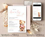 TEMPLETT baby shower Gender Neutral Teddy Bear Baby Boy Shower Invitation Template Set We Can Bearly Wait Diaper Raffle Books, Instant Download Editable Invites6