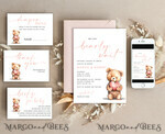 TEMPLETT baby shower Gender Neutral Teddy Bear Baby Boy Shower Invitation Template Set We Can Bearly Wait Diaper Raffle Books, Instant Download Editable Invites6