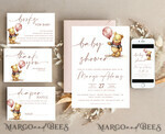 TEMPLETT baby shower Pink Winnie Pooh Girl Baby Shower Invitation Digital Template Set Hunny Fall, Oh baby Diaper Raffle Books Instant Download Printable Invite10