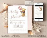 TEMPLETT baby shower Pink Winnie Pooh Girl Baby Shower Invitation Digital Template Set Hunny Fall, Oh baby Diaper Raffle Books Instant Download Printable Invite10