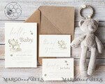 TEMPLETT baby shower Elephant Baby Shower Invitation Template download, Simple Baby Shower Boy Invitations Set,  Printable Invites Set Home Printing Boho Cards7