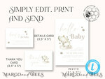 TEMPLETT baby shower Elephant Baby Shower Invitation Template download, Simple Baby Shower Boy Invitations Set,  Printable Invites Set Home Printing Boho Cards7