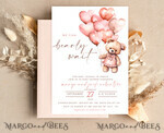 TEMPLETT baby shower blush pink Teddy Bear Baby Girl Shower Invitation Template Set sweel little girl on her way Diapper Raffle Books Arch Instant Download Blush Pink editable invite10
