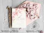 TEMPLETT baby shower Cherry Blossom Baby Shower Invitation Template download suite, Baby Girl Invitations Set,  Printable Invites Home Printing Simple Boho Cards8