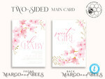 TEMPLETT baby shower Cherry Blossom Baby Shower Invitation Template download suite, Baby Girl Invitations Set,  Printable Invites Home Printing Simple Boho Cards8