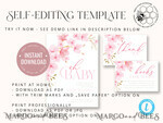 TEMPLETT baby shower Cherry Blossom Baby Shower Invitation Template download suite, Baby Girl Invitations Set,  Printable Invites Home Printing Simple Boho Cards8