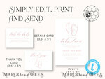 TEMPLETT baby shower Modern Baby Shower Invitation Template, Baby Shower Girl Invitations Set, Instant Download Printable Invites Home Printing Simple Boho Cards8