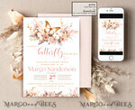 TEMPLETT baby shower Editable Girl Baby Shower Invitation set Template Butterfly on the way Diapper Raffle Books Instant Download Blush Gold floral boho invite10