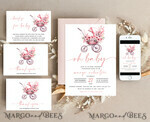 TEMPLETT baby shower Floral Stroller Baby Girl Shower Invitation Template Set Oh baby Diapper Raffle Books Arch Instant Download Pink Flowers editable invite10