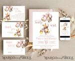 TEMPLETT baby shower Winnie Pooh Baby Shower Invitation Digital Template Set Hunny Fall, we can bearly wait Diaper Raffle Books Instant Download Printable Invite10