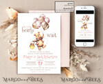 TEMPLETT baby shower Winnie Pooh Baby Shower Invitation Digital Template Set Hunny Fall, we can bearly wait Diaper Raffle Books Instant Download Printable Invite10