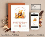 TEMPLETT baby shower Winnie Pooh Baby Shower Invitation Digital Template Set Hunny Fall, Gender Neutral Diaper Raffle Books Instant Download Printable Invite10