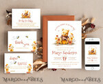 TEMPLETT baby shower Winnie Pooh Baby Shower Invitation Digital Template Set Hunny Fall, Gender Neutral Diaper Raffle Books Instant Download Printable Invite10