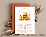 TEMPLETT baby shower Winnie Pooh Baby Shower Invitation Digital Template Set Hunny Fall, Gender Neutral Diaper Raffle Books Instant Download Printable Invite10