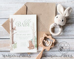 TEMPLETT baby shower Modern Baby Shower Invitation Template, Instant Download Printable Invites Home Printing, Simple Boho baby Boy and Girl shower  Card Set8