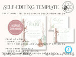 TEMPLETT baby shower Modern Baby Shower Invitation Template, Instant Download Printable Invites Home Printing, Simple Boho baby Boy and Girl shower  Card Set8