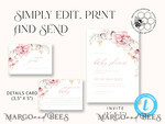 TEMPLETT baby shower Baby Shower Invitation Template download Floral suite, Baby Shower Girl Invitations Set Printable Invites Home Printing Simple Boho Cards baby shower invitation girl elephant8