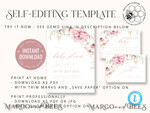 TEMPLETT baby shower Baby Shower Invitation Template download Floral suite, Baby Shower Girl Invitations Set Printable Invites Home Printing Simple Boho Cards baby shower invitation girl elephant8