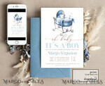 TEMPLETT baby shower Crib Baby Boy Shower Invitation Template Set Oh baby it\'s a boy crib Diapper Raffle Books Arch Instant Download Dusty Blue editable invite10