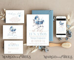 TEMPLETT baby shower Crib Baby Boy Shower Invitation Template Set Oh baby it\'s a boy crib Diapper Raffle Books Arch Instant Download Dusty Blue editable invite10