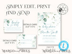 TEMPLETT baby shower Blue Baby Boy Shower Invitation Template download, Simple Baby Shower Boy Invitations Set,  Printable Invites Set Home Printing Boho Cards8