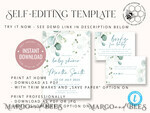 TEMPLETT baby shower Blue Baby Boy Shower Invitation Template download, Simple Baby Shower Boy Invitations Set,  Printable Invites Set Home Printing Boho Cards8