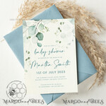 TEMPLETT baby shower Blue Baby Boy Shower Invitation Template download, Simple Baby Shower Boy Invitations Set,  Printable Invites Set Home Printing Boho Cards8