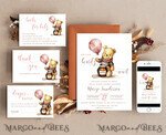 TEMPLETT baby shower Winnie Pooh Baby Shower Invitation Digital Template Set Hunny Fall, Gender Neutral Diaper Raffle Books Instant Download Printable Invite10