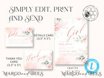TEMPLETT baby shower Floral Baby Girl Shower Invitation Template, Instant Download Printable Invites Home Printing, Simple modern baby shower  Card Set8