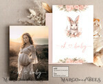 TEMPLETT baby shower Girl Rabbit Baby Shower Invitation Template Bunny is on the way Diapper Raffle Books balloon Instant Download Gold Blush editable Easter invite10