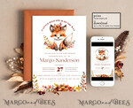 TEMPLETT baby shower Editable Fall Baby Shower Invitation Template Little wild one on the way Diapper Raffle Books Instant Download Invite Gender Neutral fox10