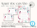 TEMPLETT baby shower Baby Shower Invitation Template download Floral butterfly Baby Girl Invitations Set Printable Invites Home Printing Simple Floral Boho Cards8