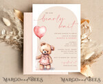 TEMPLETT baby shower Teddy Bear Baby Girl Shower Invitation Template Set We Can Bearly Wait Diapper Raffle Books Arch Instant Download Blush Pink editable invite10