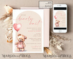 TEMPLETT baby shower Teddy Bear Baby Girl Shower Invitation Template Set We Can Bearly Wait Diapper Raffle Books Arch Instant Download Blush Pink editable invite10