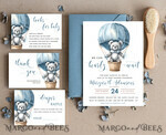TEMPLETT baby shower Teddy Bear Baby Boy Shower Invitation Template Set We Can Bearly Wait Diaper Raffle Books, Instant Download Printable Hot air balloon basket10