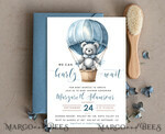TEMPLETT baby shower Teddy Bear Baby Boy Shower Invitation Template Set We Can Bearly Wait Diaper Raffle Books, Instant Download Printable Hot air balloon basket10