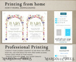 TEMPLETT baby shower Floral Gender Neutral Baby Shower Invitation Template, Instant Download Printable Invites Home Printing, Simple modern baby shower Card Set10