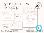 TEMPLETT baby shower Cherry Blossom Baby Shower Invitation Template download suite, Baby Girl Invitations Set,  Printable Invites Home Printing Simple Boho Cards8