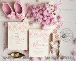 TEMPLETT baby shower Cherry Blossom Baby Shower Invitation Template download suite, Baby Girl Invitations Set,  Printable Invites Home Printing Simple Boho Cards8