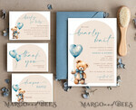 TEMPLETT baby shower  Arched Teddy Bear Baby Boy Shower Invitation Template Set We Can Bearly Wait Diaper Raffle Books, Instant Download Printable Invites Home Printing11