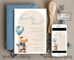 TEMPLETT baby shower  Arched Teddy Bear Baby Boy Shower Invitation Template Set We Can Bearly Wait Diaper Raffle Books, Instant Download Printable Invites Home Printing11