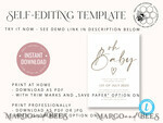 TEMPLETT baby shower Modern Baby Shower Invitation Template, Instant Download Printable Invites Home Printing, Simple Boho baby shower Card SetModern Baby Shower InvitationTemplate, Instant Download Printable Invites Home Printing, Simple Boho baby shower  Card Set  We will be glad to take part in the preparation of your event!  DIY TEMPLATE - COMPUTER EDITING ONLY Editing on mobile is not possible! Please read the description.  This baby shower Suite bundles is a fully editable design. This is an editable template, that you edit yourself on the Templett website on a computer only, phone/tablet editing not available.  Edit, download and print yourself, or have it professionally printed.  All wording is editable so it can be used for any event!  Add Foto on back side if needed.  Personalize your template in Templett, an easy to use template editor that works in your web browser.   ---------------------------***------------------------------- DEMO LINK - TRY BEFORE PURCHASE - FREE! ------------------------------------------------------------- Try it right now! Just copy and paste this demo link into your web browser:  https://templett.com/design/demo/mbeestemplatestore/13474699  ---------------------------***-------------------------------  DIY baby shower INVITATION TEMPLATE INCLOUDE  • INVITATION MAIN CARD - US A7: 5 x 7\\\\\\\\8