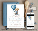 TEMPLETT baby shower Teddy Bear Baby Boy Shower Invitation Template Set We Can Bearly Wait Diaper Raffle Books, Instant Download Printable Invites Home Printing11