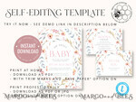 TEMPLETT baby shower Modern Baby Shower Invitation Template, Baby Shower Girl Invitations Set, Instant Download Printable Invites Home Printing Simple Boho Cards8
