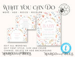 TEMPLETT baby shower Modern Baby Shower Invitation Template, Baby Shower Girl Invitations Set, Instant Download Printable Invites Home Printing Simple Boho Cards8